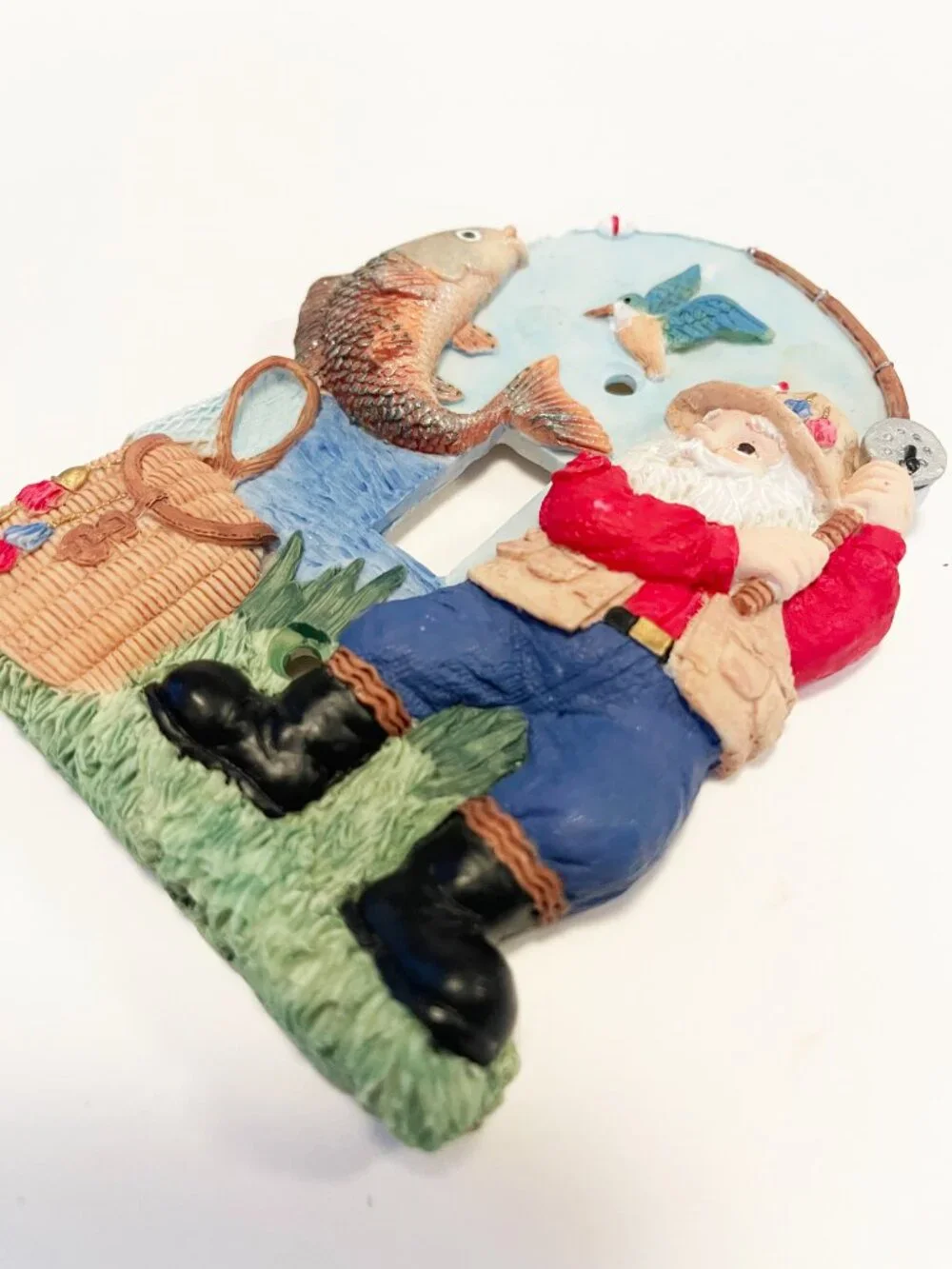 Vintage 1996 Ranger Fishing Santa Light Switch Plate Cover Fisherman Cabin Decor
